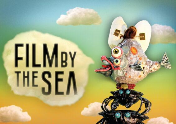 Vrolijk en kleurrijk kunstwerk met een muis, een kreeft en een insect, symboliserend creativiteit en fantasie voor film en entertainment. Perfect voor een promotie van filmvoorstellingen in Cinema Middelburg.