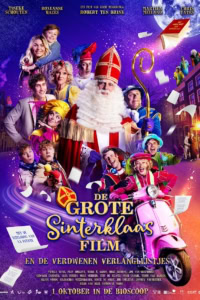Noordwijkse bioscoop poster voor de film "De Grote Sinterklaas Film" met kleurrijke karakters en feestelijke scène, geschikt voor kinderfilms en familievoorstellingen bij Cinema Middelburg.