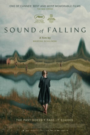 Sound of Falling film poster with a girl standing by a distorted lake scene, emphasizing emotional storytelling and cinematic experience.