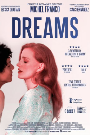 Close-up of two women, one with red hair and the other with dark hair, sharing an emotional scene from the movie "Dreams" at Cinema Middelburg.