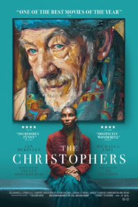 Film poster voor The Christophers met een schilderachtig portret en een vrouw in voorgrond, geschikt voor een bioscoopwebsite.