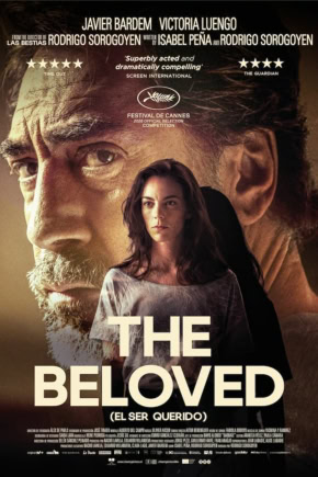 Film poster voor 'The Beloved' met close-up van een man en een vrouw, geschikt voor een bioscoopwebsite.