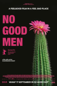 Film poster voor No Good Men met een cactus en een roze bloem, promotie voor de bioscooprelease in Nederland.