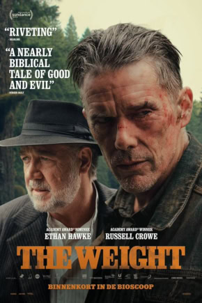 Promotiefoto van de film The Weight met Ethan Hawke en Russell Crowe, geschikt voor cinema website.